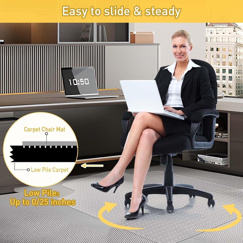 PHOUZIN Heavy Duty Office Chair Mat for Carpet Floors & Desk Mat for Carpeted Floors - Clear Floor Protector with Extended Lip | Slip-Resistant, Easy Glide 36"x48" for Low/Flat Pile - Home, Office & Gaming - Image 2